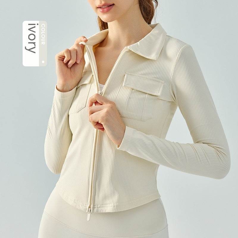 Women's Fashion Simple Lapel Workwear Yoga Jacket - MYLUXURY LANE ENTERPRISE
