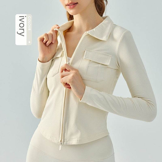Women's Fashion Simple Lapel Workwear Yoga Jacket - MYLUXURY LANE ENTERPRISE