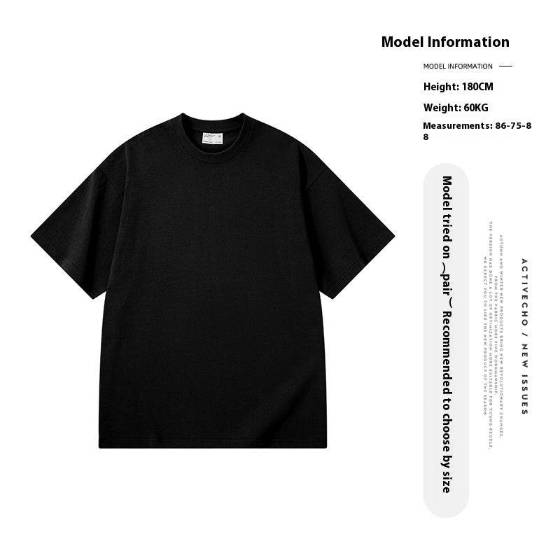 Washed Old T-shirt Men's Drop Shoulder Loose Cotton Base Shirt - MYLUXURY LANE ENTERPRISE