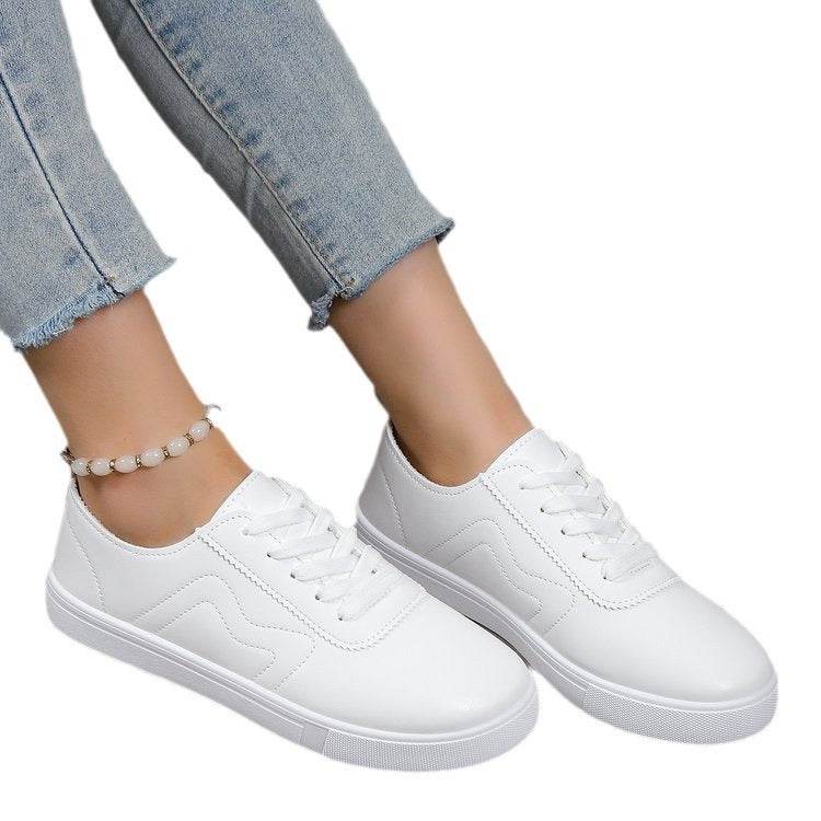 Round Toe Flat Bottom Lace Up Casual Comfortable White Shoes - MYLUXURY LANE ENTERPRISE