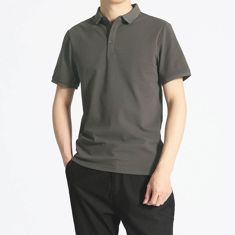 Solid Color Men's Business Short Sleeve Lapel T-shirt - MYLUXURY LANE ENTERPRISE