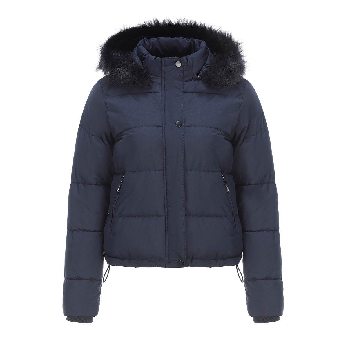 Autumn And Winter Warm Ladies Short Velvet Detachable Hat Long Sleeve Cotton Coat - MYLUXURY LANE ENTERPRISE