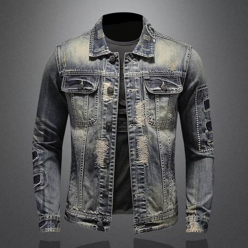 Spring And Autumn Retro Distressed Men's Denim Coat - MYLUXURY LANE ENTERPRISE