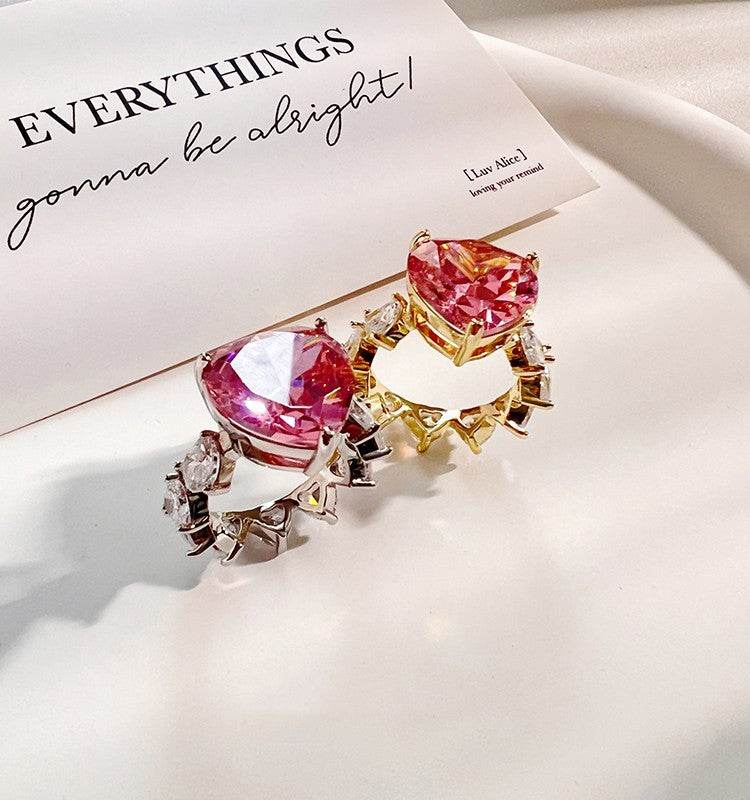 Women's Large Heart Gem Ring - MYLUXURY LANE ENTERPRISE