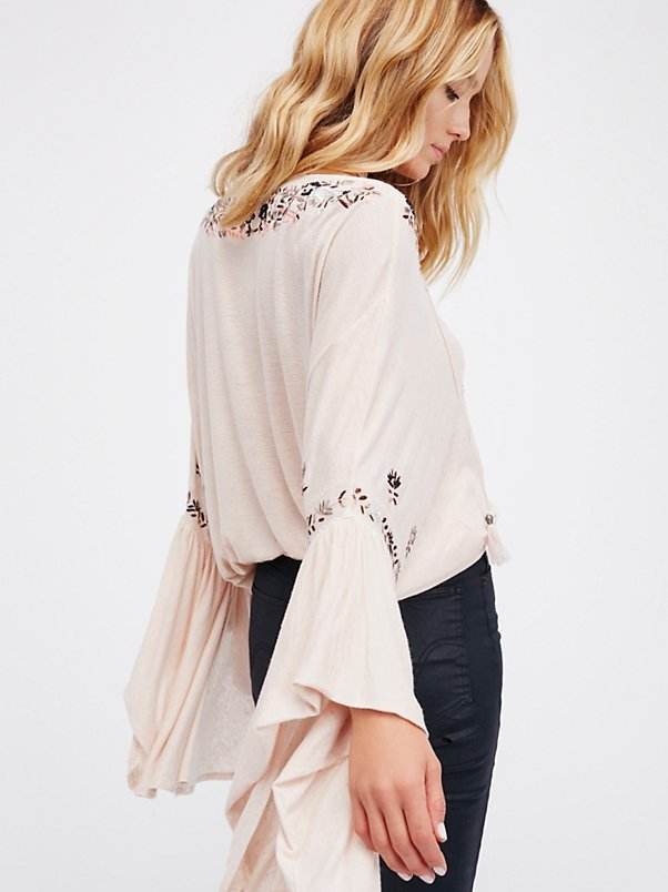 Women's Bohemian V-neck Lace-up Embroidered Top - MYLUXURY LANE ENTERPRISE