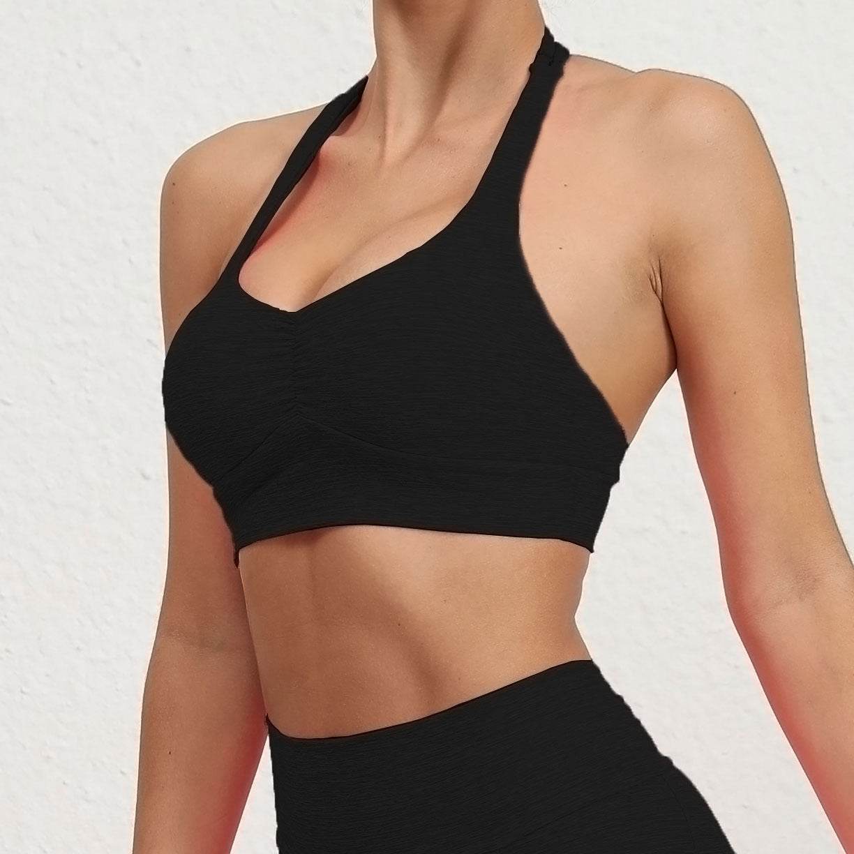 Adjustable Shoulder Strap Halter Sports Bra - MYLUXURY LANE ENTERPRISE