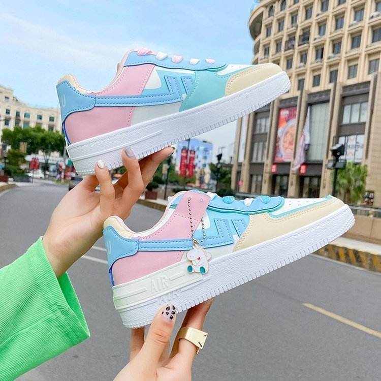 Soft Girl Flat Color-blocking Sneaker Street Shooting Casual Easy Wear Borad Shoe - MYLUXURY LANE ENTERPRISE