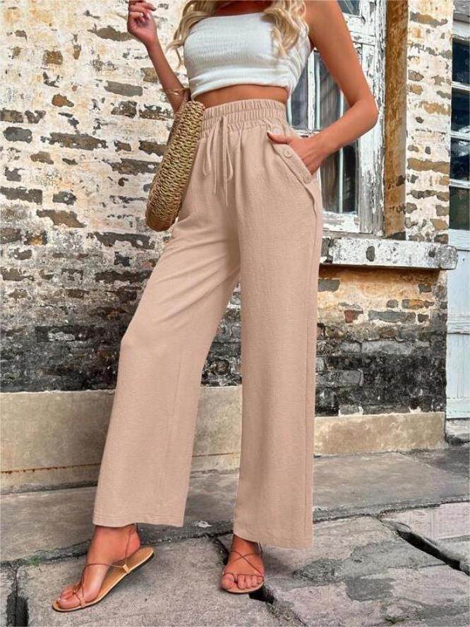 Casual Elastic High Waist Loose Trousers - MYLUXURY LANE ENTERPRISE