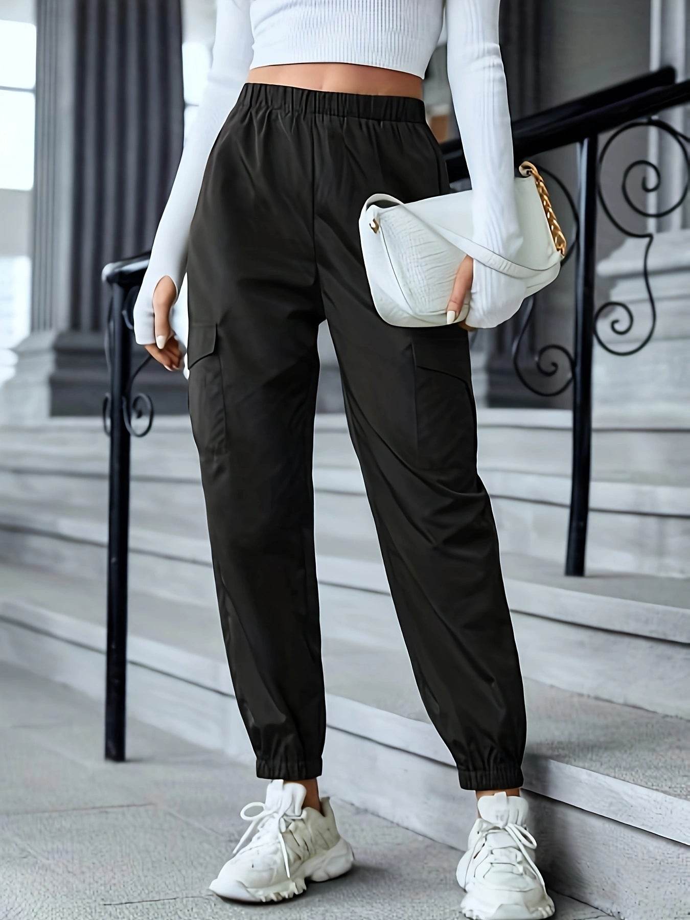 New Cargo Pants Fashion Casual Multi-pocket Elastic Waist Pencil Pants For Women - MYLUXURY LANE ENTERPRISE