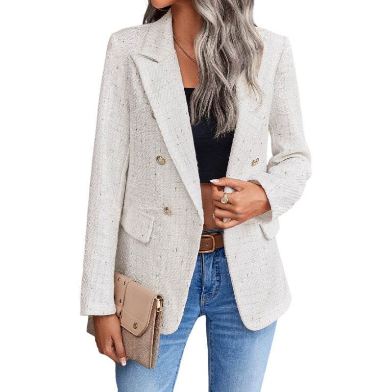 Women's Clothes Hot-selling Lapel Double Breasted Tweed Suit Jacket - MYLUXURY LANE ENTERPRISE