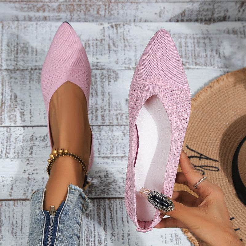 Plus Size Solid Color Pointed Flat Soft Sole Thin Shoes - MYLUXURY LANE ENTERPRISE