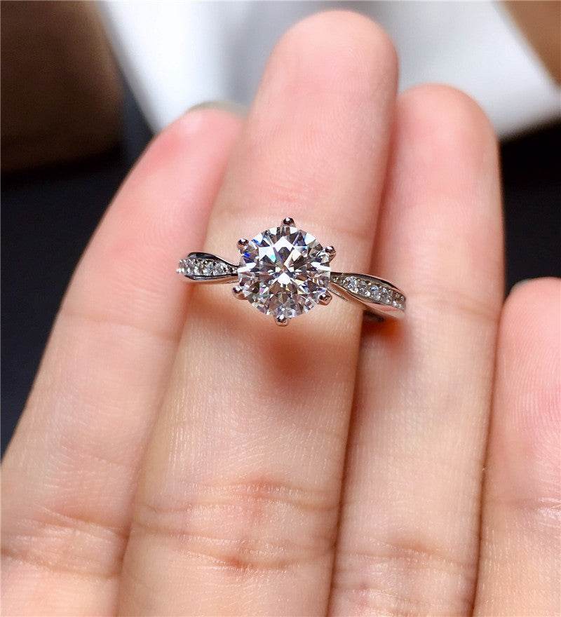 Moissanite Sterling Silver 18K White Gold Plated Ring - MYLUXURY LANE ENTERPRISE