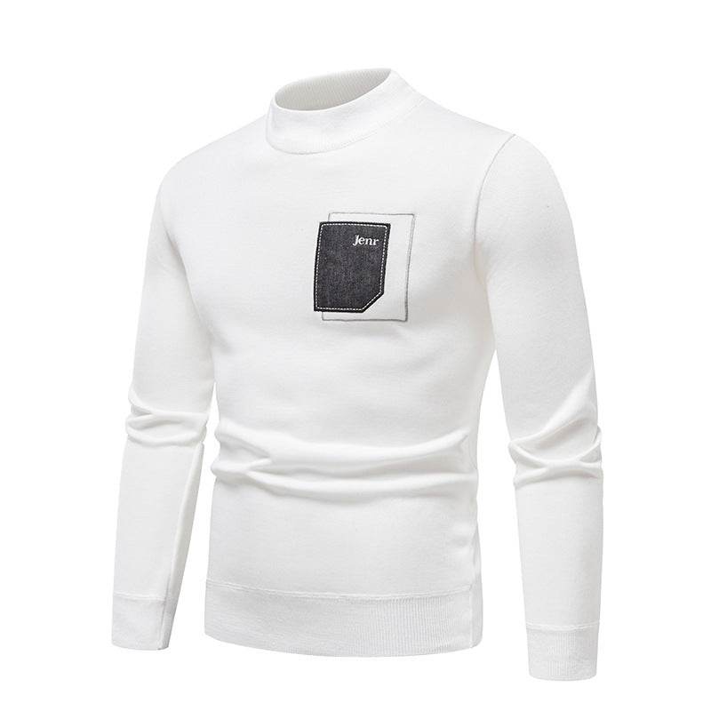 Men's Pasted Letter Embroidered Sweater Half High Neck - MYLUXURY LANE ENTERPRISE