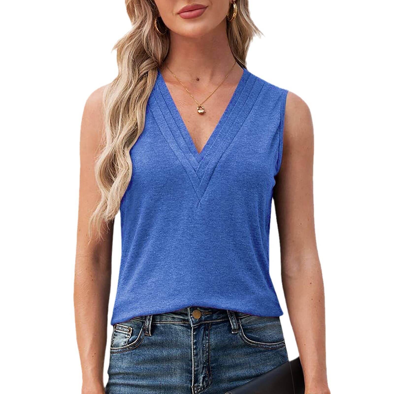 Solid Color Multi-layer Special V-neck Vest T-shirt For Women - MYLUXURY LANE ENTERPRISE