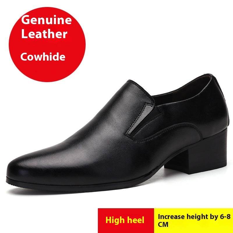 High Heel Pointed Leather Shoes Genuine Leather Men's Elevator Shoes - MYLUXURY LANE ENTERPRISE