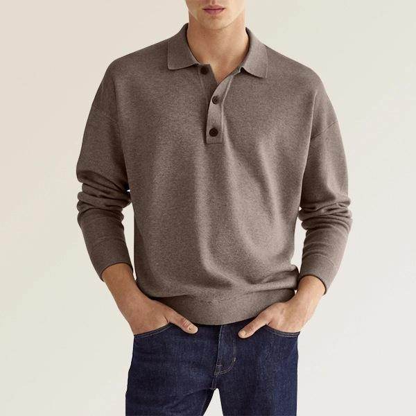 New Autumn Long Sleeve V-neck Buttons Men's Casual Jacket Polo Shirt - MYLUXURY LANE ENTERPRISE