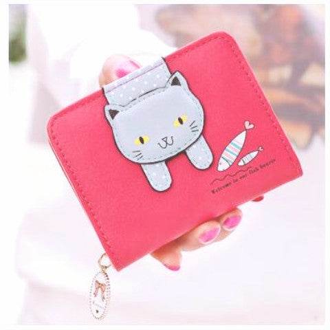Short Cute Zipper Cartoon Cat Printing Student Coin Purse - MYLUXURY LANE ENTERPRISE