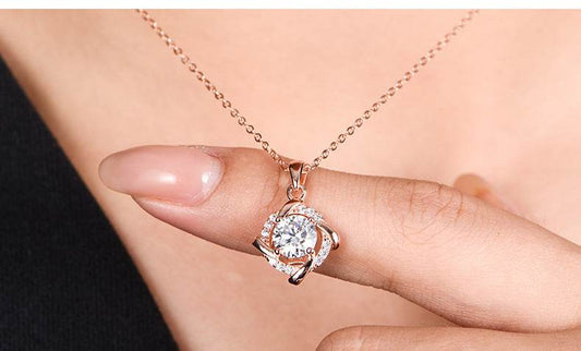 925 Silver Necklace Moissan Diamond Windmill Pendant With Chain - MYLUXURY LANE ENTERPRISE