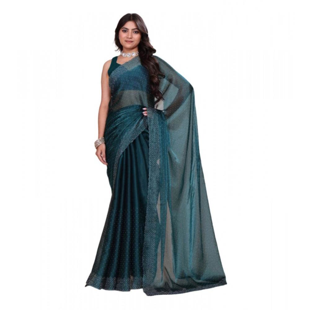 Generic Women's Jimmy choo Embellished Bollywood Saree With Unstitched Blouse 5.5Mtr (Green) - MYLUXURY LANE ENTERPRISE