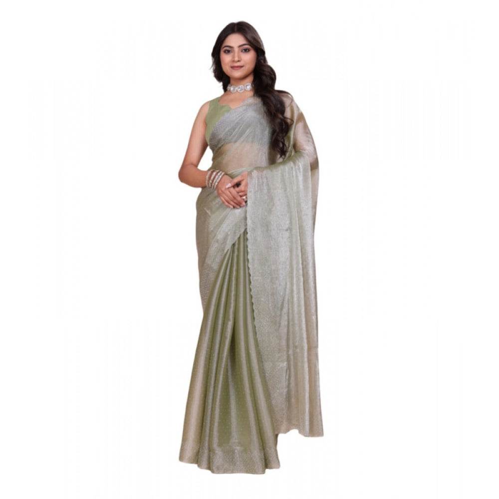 Generic Women's Jimmy choo Embellished Bollywood Saree With Unstitched Blouse 5.5Mtr (Light Green) - MYLUXURY LANE ENTERPRISE