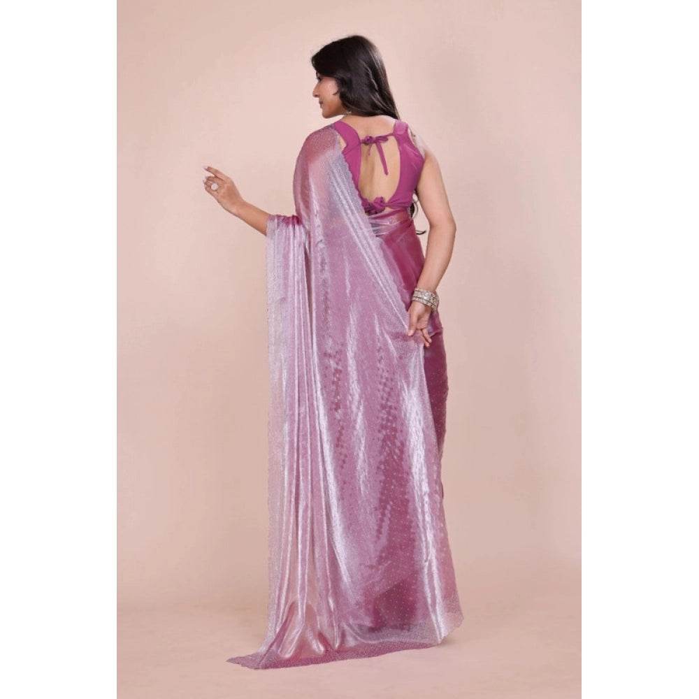 Generic Women's Jimmy choo Embellished Bollywood Saree With Unstitched Blouse 5.5Mtr (Magenta) - MYLUXURY LANE ENTERPRISE