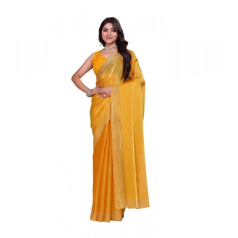 Generic Women's Jimmy choo Embellished Bollywood Saree With Unstitched Blouse 5.5Mtr (Mustard) - MYLUXURY LANE ENTERPRISE