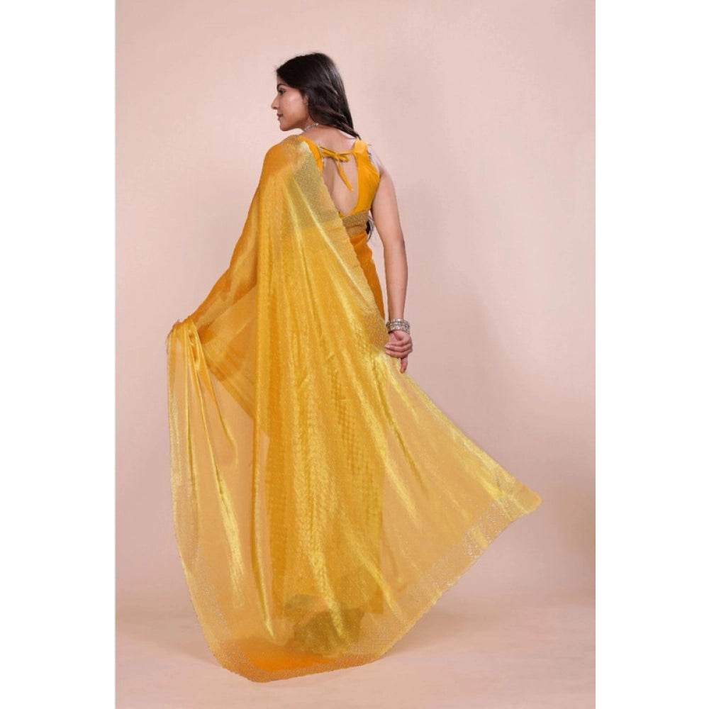 Generic Women's Jimmy choo Embellished Bollywood Saree With Unstitched Blouse 5.5Mtr (Mustard) - MYLUXURY LANE ENTERPRISE