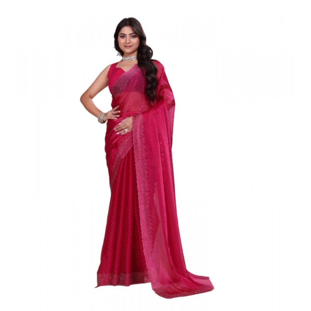 Generic Women's Jimmy choo Embellished Bollywood Saree With Unstitched Blouse 5.5Mtr (Red) - MYLUXURY LANE ENTERPRISE