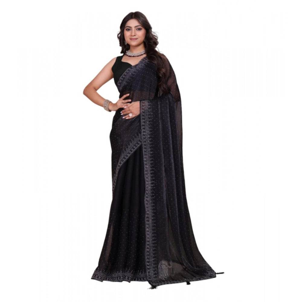 Generic Women's Jimmy choo Embellished Bollywood Saree With Unstitched Blouse 5.5Mtr (Black) - MYLUXURY LANE ENTERPRISE