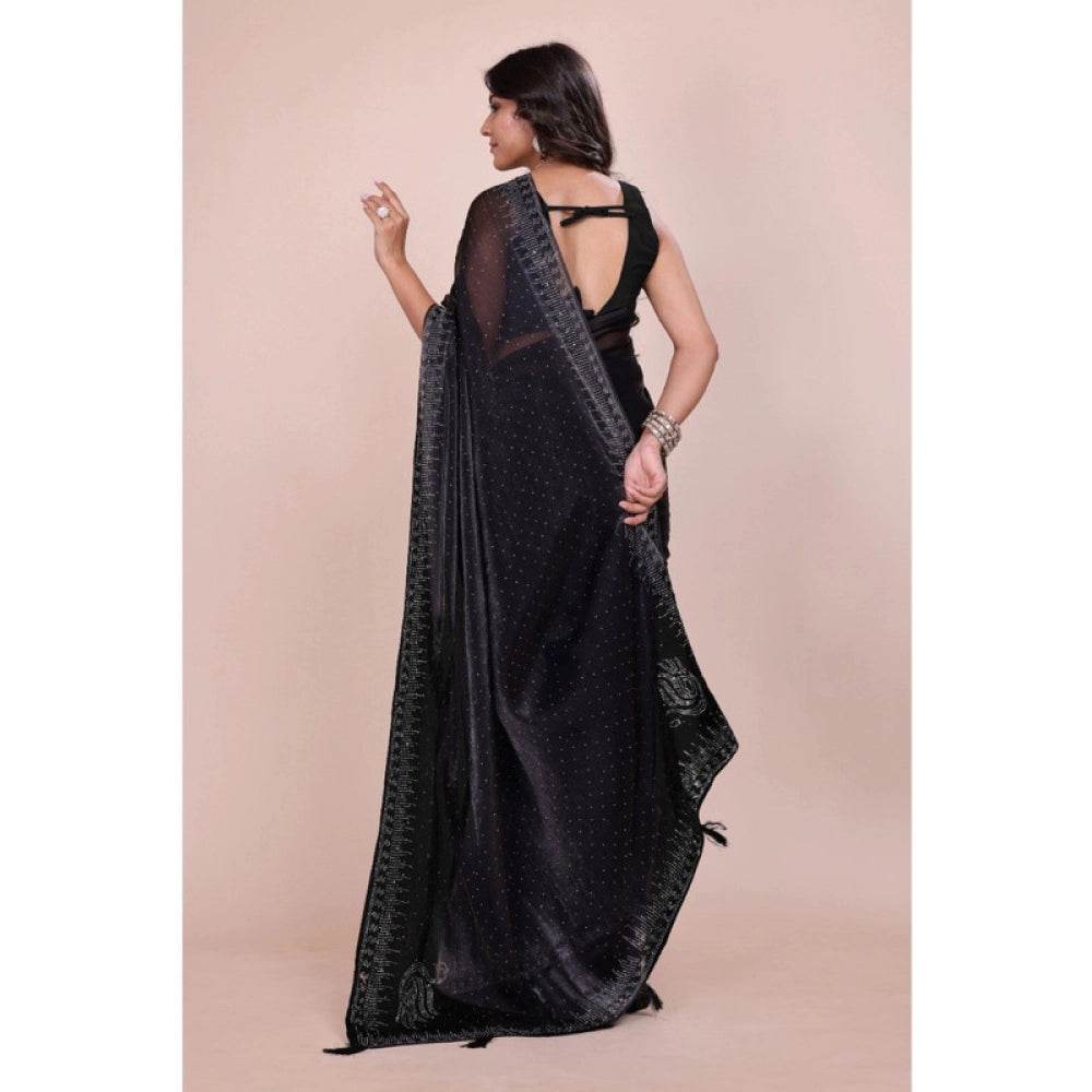 Generic Women's Jimmy choo Embellished Bollywood Saree With Unstitched Blouse 5.5Mtr (Black) - MYLUXURY LANE ENTERPRISE