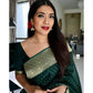 Generic Women's Litchi silk Printed Saree With Unstitched Blouse (Green) - MYLUXURY LANE ENTERPRISE