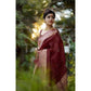 Generic Women's Litchi silk Printed Saree With Unstitched Blouse (Maroon) - MYLUXURY LANE ENTERPRISE