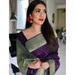 Generic Women's Litchi silk Printed Saree With Unstitched Blouse (Purple) - MYLUXURY LANE ENTERPRISE