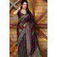 Generic Women's Litchi silk Printed Saree With Unstitched Blouse (Maroon) - MYLUXURY LANE ENTERPRISE