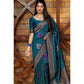 Generic Women's Litchi silk Printed Saree With Unstitched Blouse (Rama Blue) - MYLUXURY LANE ENTERPRISE