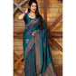 Generic Women's Litchi silk Printed Saree With Unstitched Blouse (Rama Blue) - MYLUXURY LANE ENTERPRISE