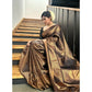 Generic Women's Litchi silk Printed Saree With Unstitched Blouse (Gold) - MYLUXURY LANE ENTERPRISE