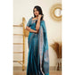 Generic Women's Litchi silk Printed Saree With Unstitched Blouse (Rama Blue) - MYLUXURY LANE ENTERPRISE