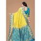 Generic Women's Litchi silk Printed Saree With Unstitched Blouse (Yellow) - MYLUXURY LANE ENTERPRISE