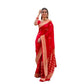 Generic Women's Litchi silk Printed Saree With Unstitched Blouse (Red) - MYLUXURY LANE ENTERPRISE