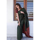 Generic Women's Litchi silk Printed Saree With Unstitched Blouse (Dark Green) - MYLUXURY LANE ENTERPRISE