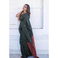 Generic Women's Litchi silk Printed Saree With Unstitched Blouse (Dark Green) - MYLUXURY LANE ENTERPRISE