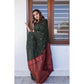 Generic Women's Litchi silk Printed Saree With Unstitched Blouse (Dark Green) - MYLUXURY LANE ENTERPRISE