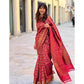Generic Women's Litchi silk Printed Saree With Unstitched Blouse (Red) - MYLUXURY LANE ENTERPRISE
