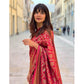 Generic Women's Litchi silk Printed Saree With Unstitched Blouse (Red) - MYLUXURY LANE ENTERPRISE