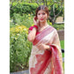 Generic Women's Litchi silk Printed Saree With Unstitched Blouse (Half White) - MYLUXURY LANE ENTERPRISE
