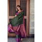Generic Women's Litchi silk Printed Saree With Unstitched Blouse (Dark Green) - MYLUXURY LANE ENTERPRISE