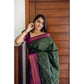 Generic Women's Litchi silk Printed Saree With Unstitched Blouse (Dark Green) - MYLUXURY LANE ENTERPRISE