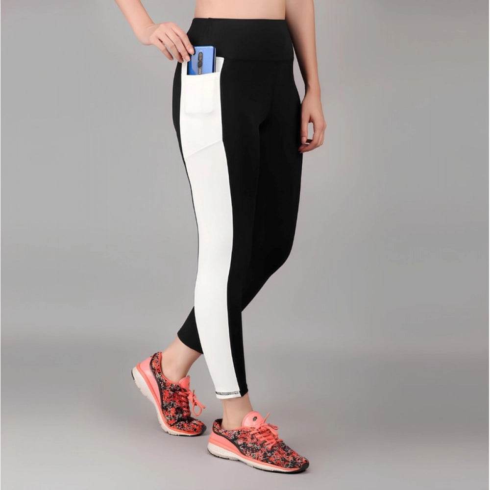 Generic Women's Polyester Solid Ankle length High Waisted Tights (Black) - MYLUXURY LANE ENTERPRISE