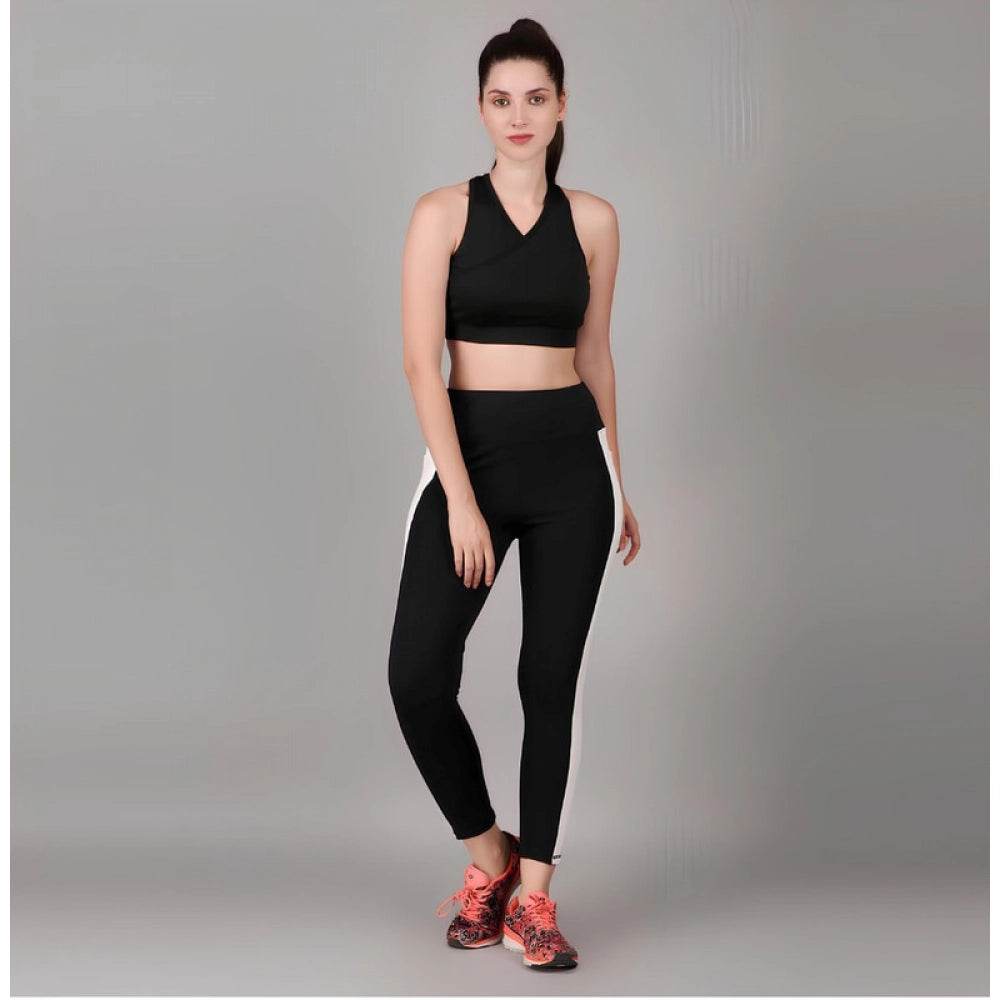 Generic Women's Polyester Solid Ankle length High Waisted Tights (Black) - MYLUXURY LANE ENTERPRISE